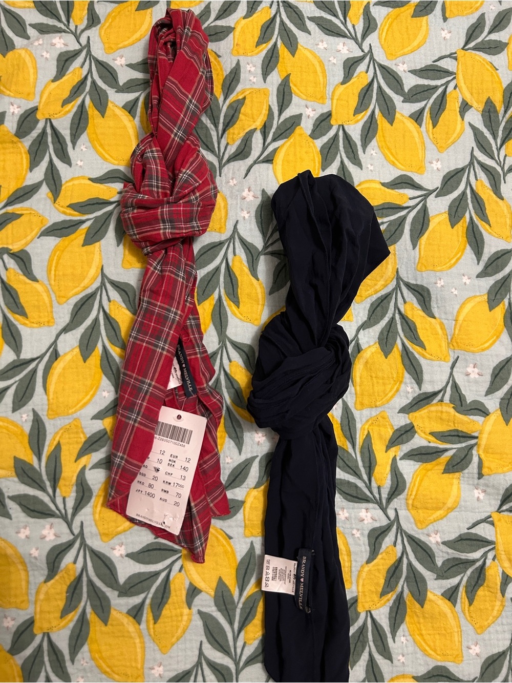 Brandy Melville Red Plaid & Navy Accent Scarves